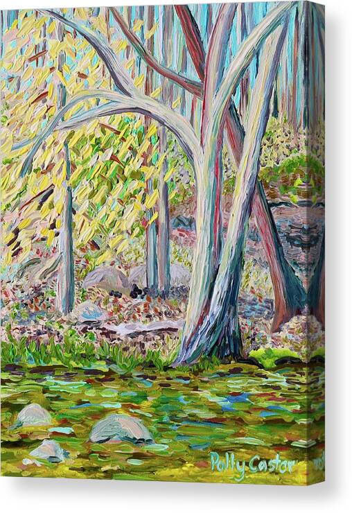  Canvas Print featuring the painting Young Beech Tree in Early Spring by Polly Castor