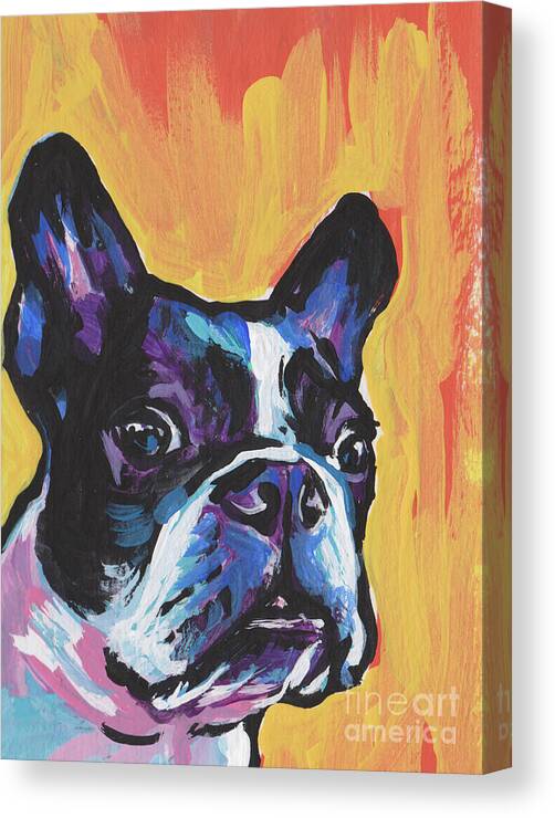 Boston Terrier Canvas Print featuring the painting You're My Boss by Lea