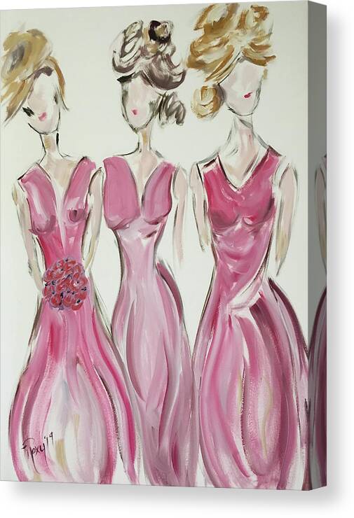 Debutante Canvas Print featuring the painting Bridesmaids #1 by Roxy Rich