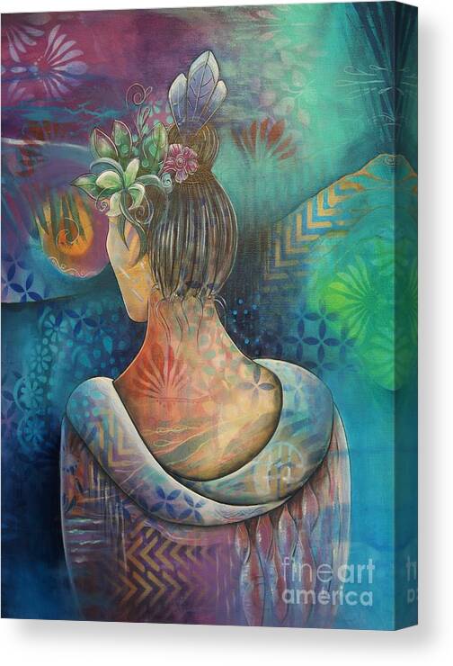 Woman Canvas Print featuring the painting Contemplation #1 by Reina Cottier