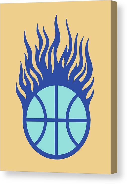 Ball Canvas Print featuring the drawing Flaming Basketball #1 by CSA Images