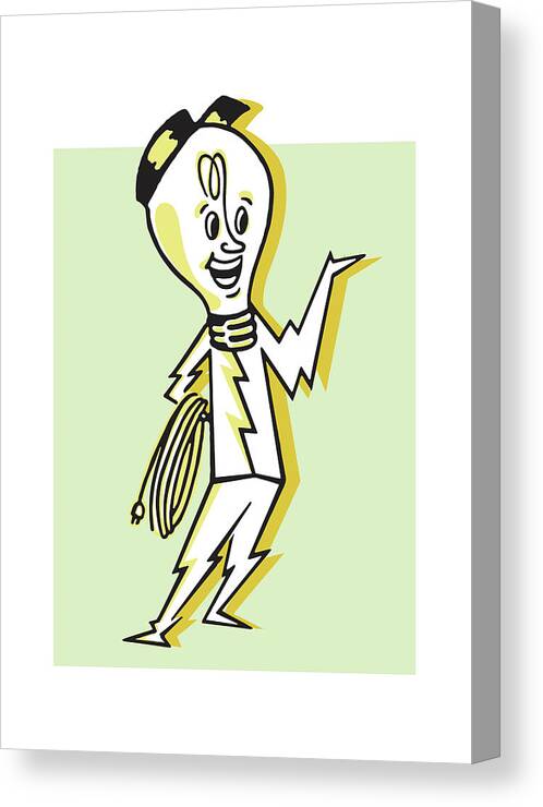 Bizarre Canvas Print featuring the drawing Light bulb Man #1 by CSA Images