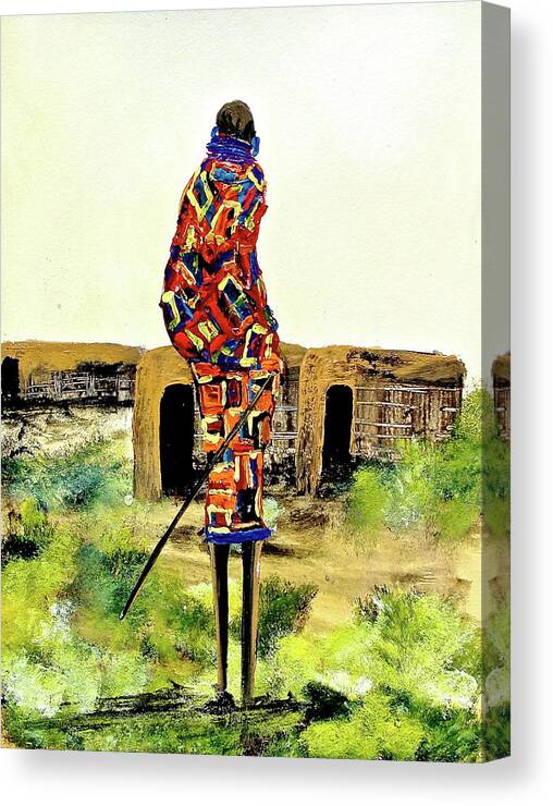 Africa Canvas Print featuring the painting N-27 #1 by John Ndambo