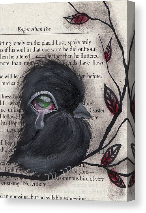 Raven Canvas Print featuring the painting Nevermore by Abril Andrade