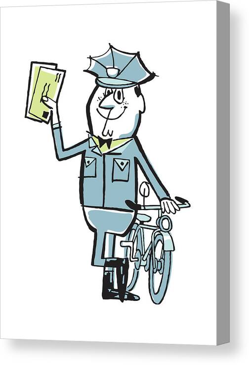 Postman with Bicycle and Mail Canvas Print / Canvas Art by CSA Images -  Fine Art America