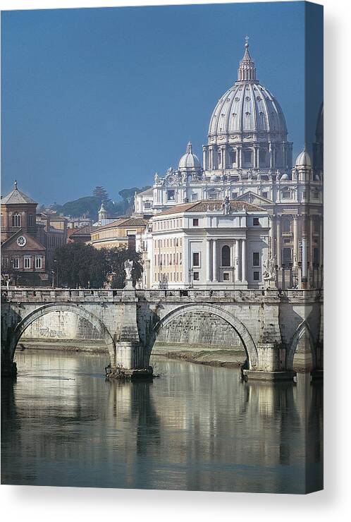 Outdoors Canvas Print featuring the photograph St Peters Basilica, Rome, Italy #1 by Martin Child