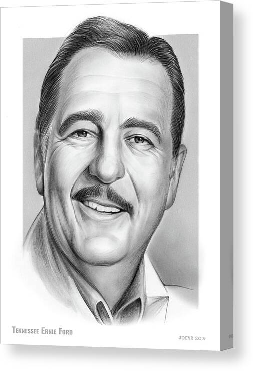 Tennessee Ernie Ford Canvas Print featuring the drawing Tennessee Ernie Ford #1 by Greg Joens