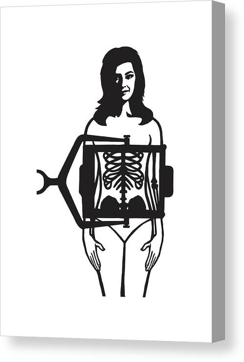 Adult Canvas Print featuring the drawing Xray of Woman's Torso #1 by CSA Images