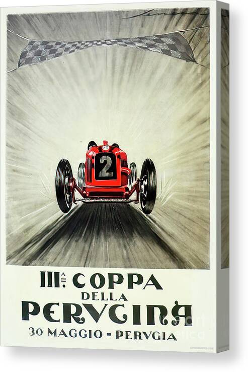 Vintage Canvas Print featuring the mixed media 1930 Coppa Della Perugina Racing Poster by Retrographs