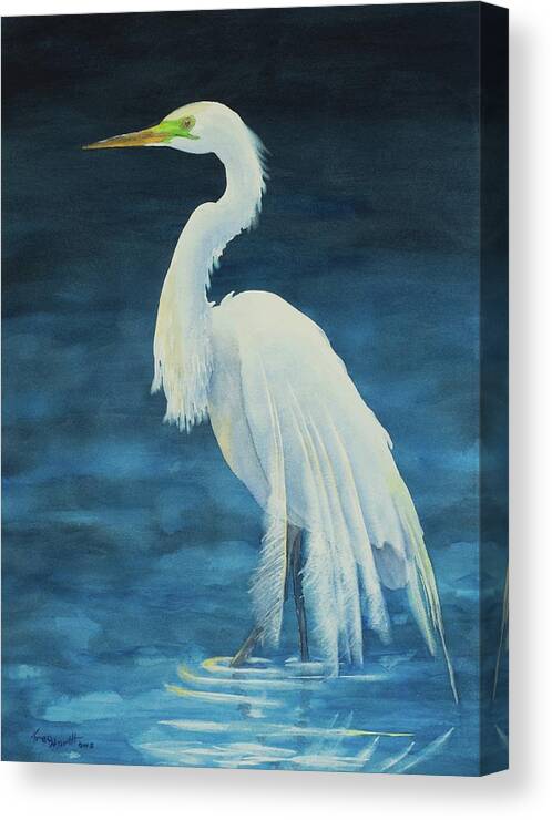 Great Egret Canvas Print featuring the painting Great Egret by George Harth