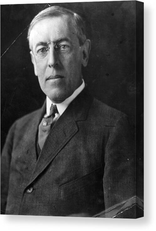 People Canvas Print featuring the photograph Woodrow Wilson #2 by Hulton Archive