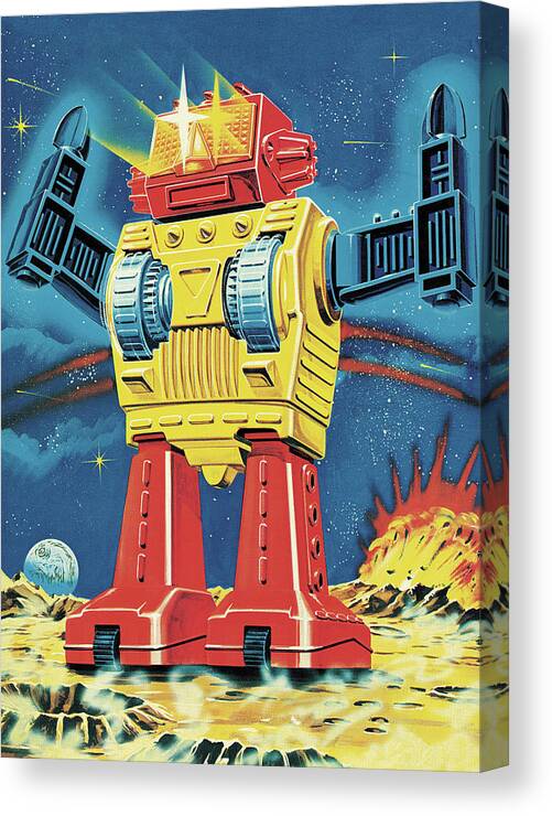Ai Canvas Print featuring the drawing Giant Robot #3 by CSA Images