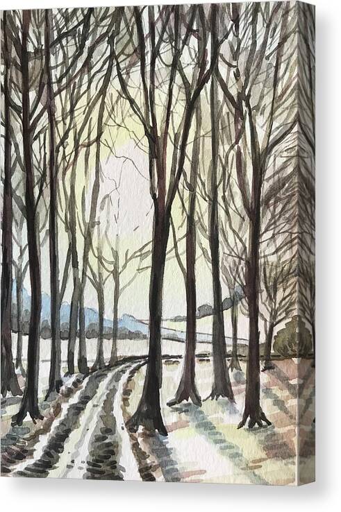 Winter Canvas Print featuring the painting Winter Wood by Luisa Millicent
