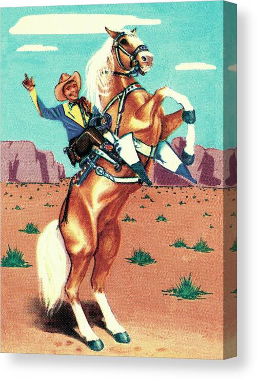 Animal Canvas Print featuring the drawing Cowboy #49 by CSA Images
