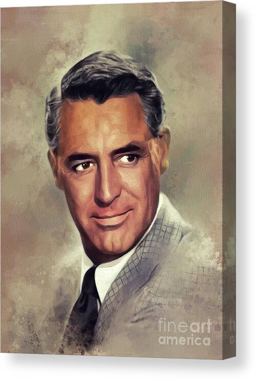 Cary Canvas Print featuring the painting Cary Grant, Vintage Actor #7 by Esoterica Art Agency