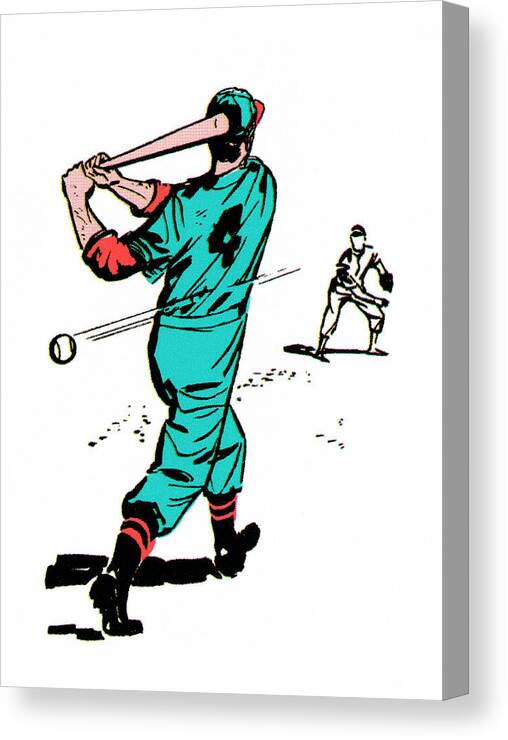 Action Canvas Print featuring the drawing Batter #8 by CSA Images