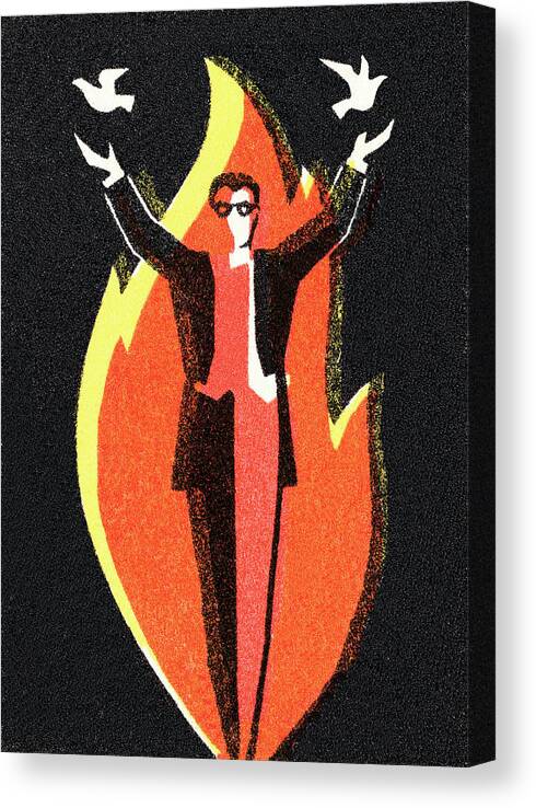 Adult Canvas Print featuring the drawing A devil of a groom by CSA Images