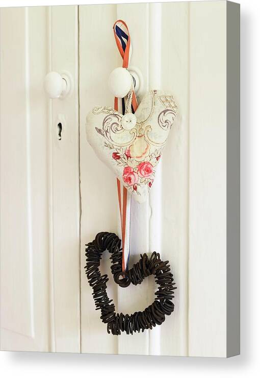 A Heart-shaped Decorating Hanging From A Doorknob Canvas Print / Canvas Art  by Jo Tyler - Fine Art America