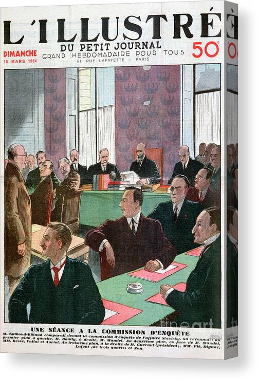 Engraving Canvas Print featuring the drawing A Meeting Of The Board Of Enquiry, 1934 by Print Collector