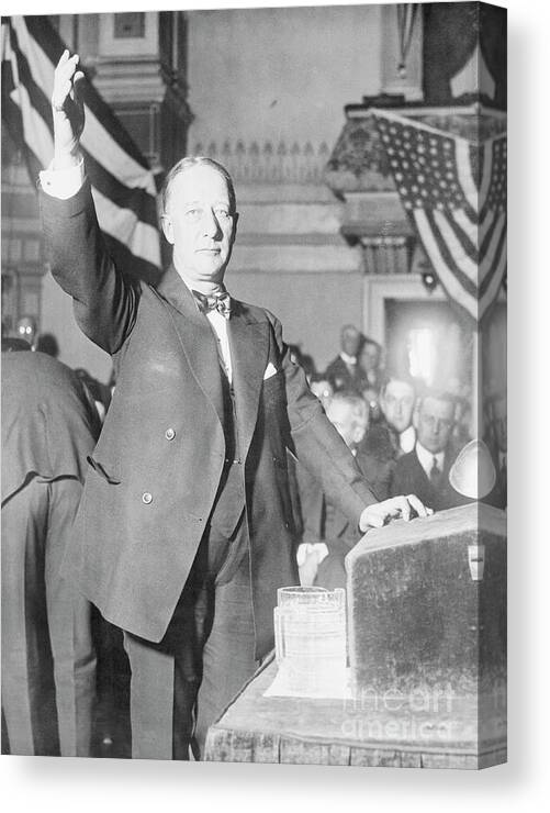 People Canvas Print featuring the photograph Alfred E. Smith Gesturing by Bettmann