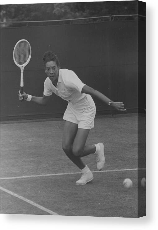 Tennis Canvas Print featuring the photograph Althea Action by Bert Hardy