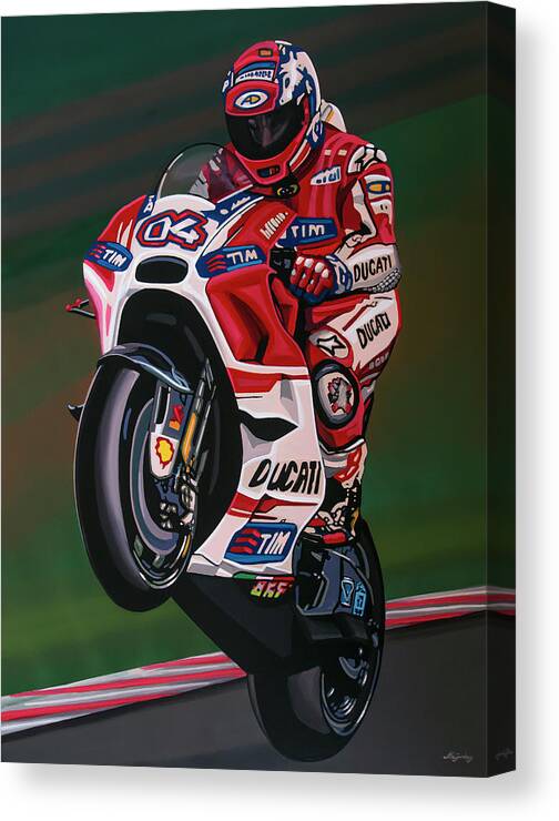 Andrea Dovizioso Canvas Print featuring the painting Andrea Dovisiozo Painting by Paul Meijering