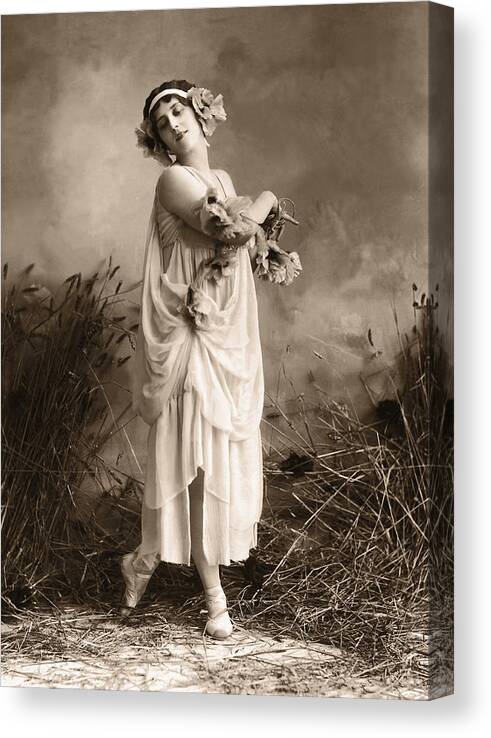 Ballet Dancer Canvas Print featuring the photograph Archive Shot Female Dance In Robe With by Fpg