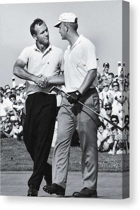 Vertical Canvas Print featuring the photograph Arnold Palmer;Jack Nicklaus by John Dominis
