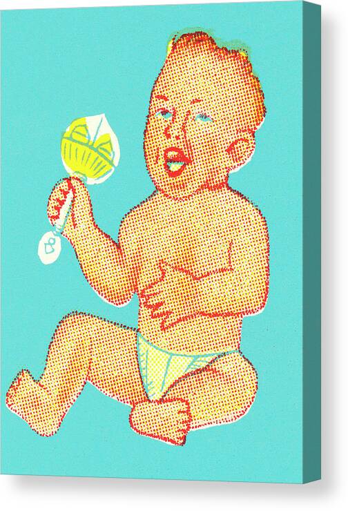 Baby Canvas Print featuring the drawing Baby with man face by CSA Images