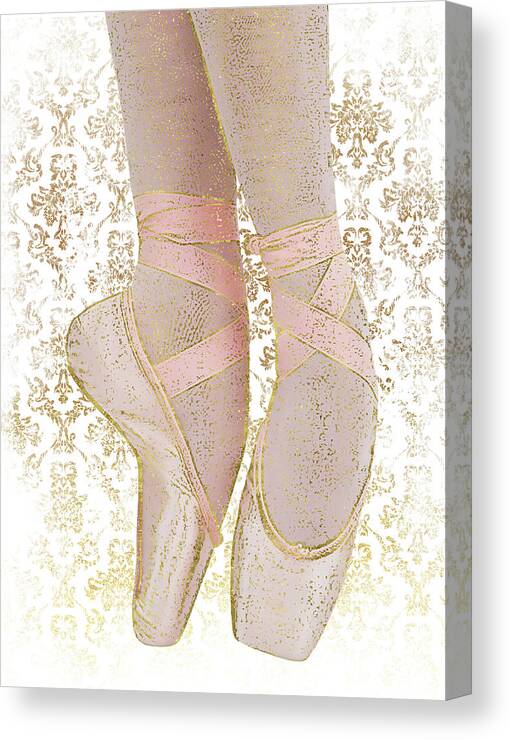 Sociologi skyskraber butik Ballerina Pointe Shoes - Pink Gold White Canvas Print / Canvas Art by Flo  Karp - Pixels Canvas Prints