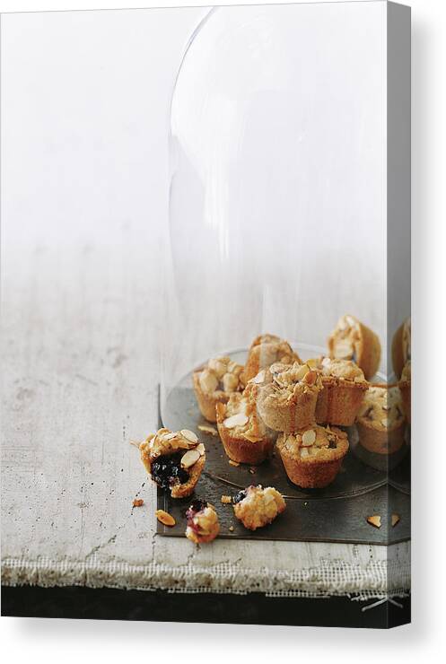 #new2022 Canvas Print featuring the photograph Blueberry Lemon Crumbles In A Glass Cloche by Romulo Yanes