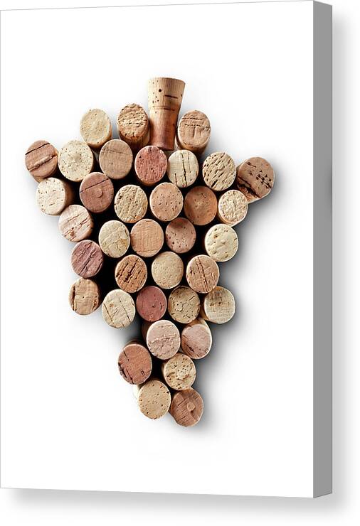 White Background Canvas Print featuring the photograph Bunch Of Wine Corks by Malerapaso