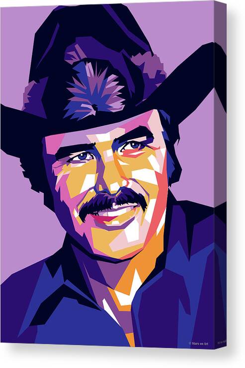 Bio Canvas Print featuring the digital art Burt Reynolds -b1 by Movie World Posters