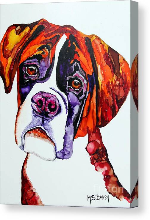 Boxer Canvas Print featuring the painting Buster by Maria Barry
