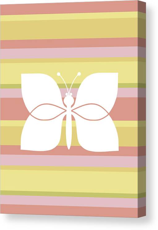 Animal Canvas Print featuring the drawing Butterfly on Striped Background by CSA Images