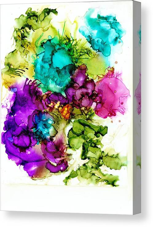 Alcohol Ink Canvas Print featuring the painting Cara's Floral by Christy Sawyer