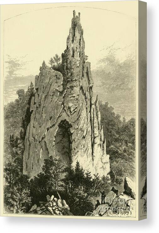 Engraving Canvas Print featuring the drawing Cathedral Rock by Print Collector