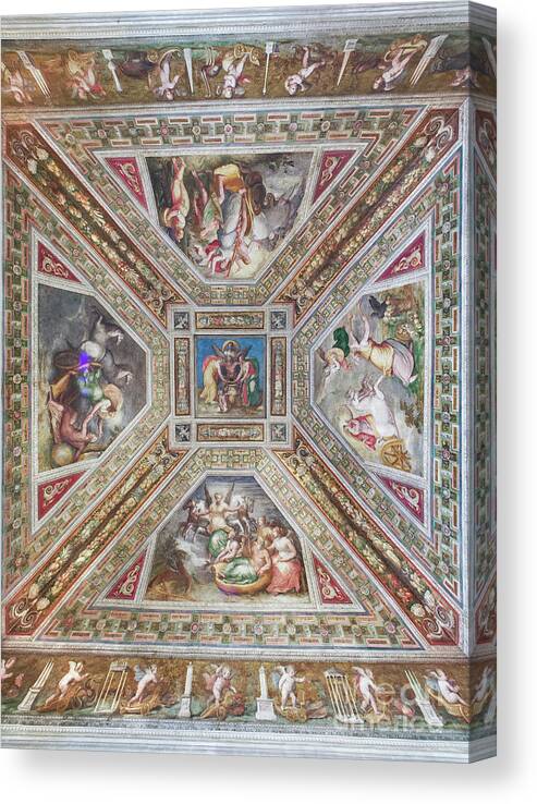 Renaissance Canvas Print featuring the painting Ceiling Of Chamber Of Dawn, Aurora Hall: Time by Lodovico & Settevecchi Settevecchi