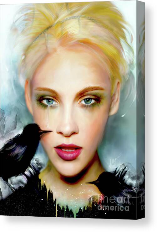 Portrait Canvas Print featuring the digital art Checkmate by Jaimy Mokos