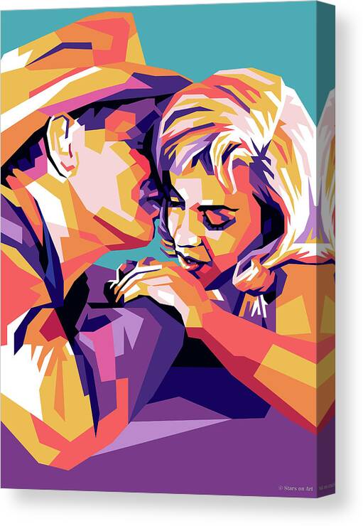 Clark Gable Canvas Print featuring the digital art Clark Gable and Marilyn Monroe by Movie World Posters
