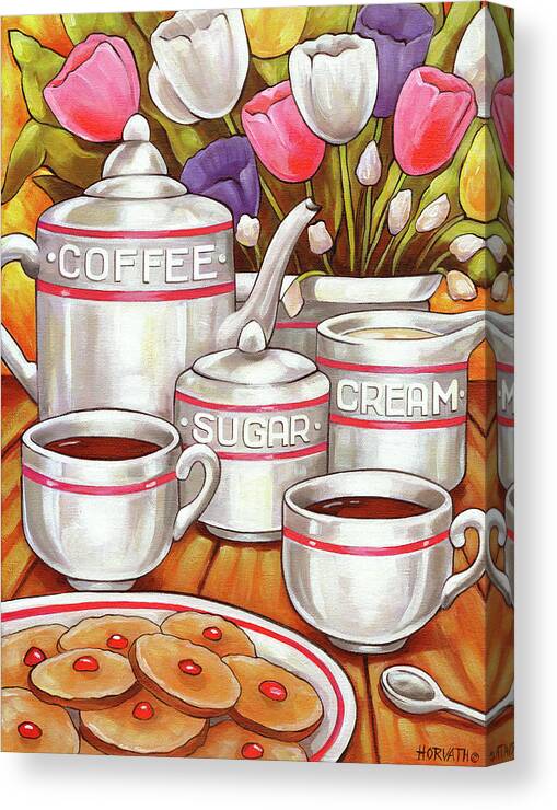 Coffee Sugar Cream Canvas Print featuring the painting Coffee Sugar Cream by Cathy Horvath-buchanan