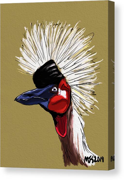 Birds Canvas Print featuring the digital art Crowned Crane by Michael Kallstrom