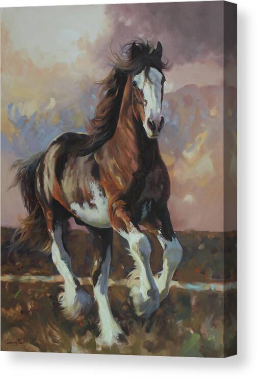 Western Art Canvas Print featuring the painting Dancing on the Wind by Carolyne Hawley