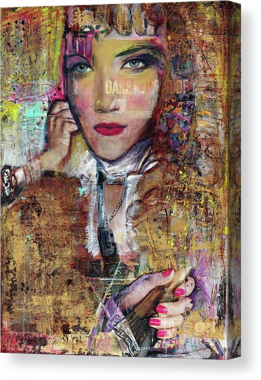  Canvas Print featuring the mixed media Golden Girl by Val Zee McCune