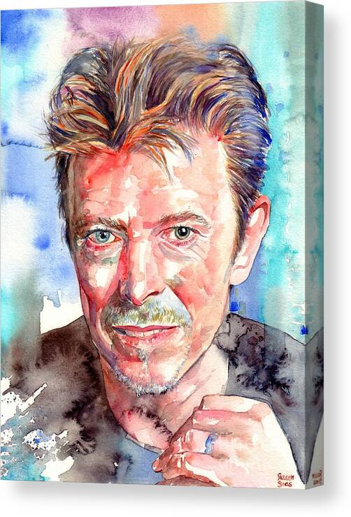 David Bowie Canvas Print featuring the painting David Bowie Portrait by Suzann Sines