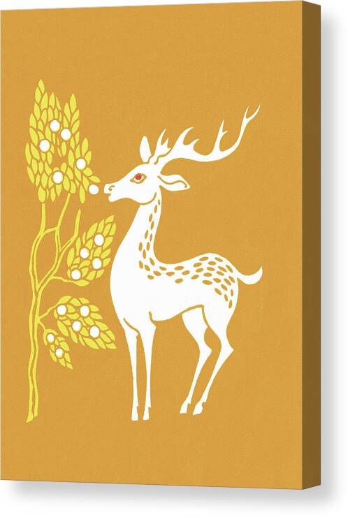 Animal Canvas Print featuring the drawing Deer Next to Tree by CSA Images