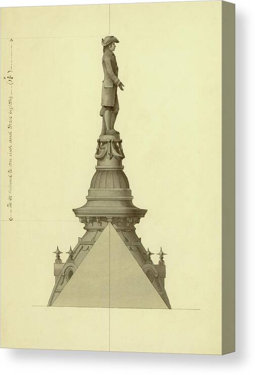 Thomas Ustick Walter Canvas Print featuring the drawing Design For City Hall Tower by Thomas Ustick Walter