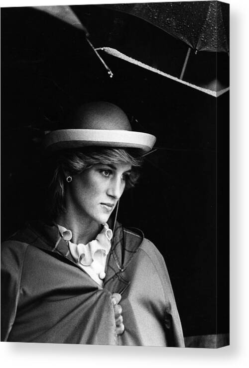 1980-1989 Canvas Print featuring the photograph Diana In Rain by Hulton Archive
