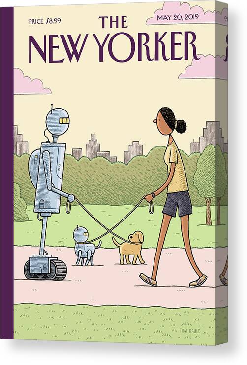 Dog Walking 2.0 Canvas Print featuring the painting Dog Walking 2.0 by Tom Gauld