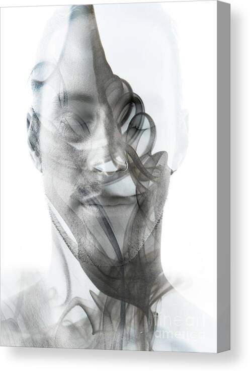 Spa Canvas Print featuring the photograph Double Exposure Portrait Of A Sexy Man by Victor tongdee